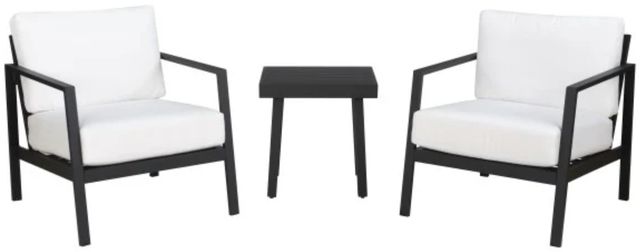 Linon Alora 3-Piece Beige/Black Aluminum/Fabric Outdoor Conversation Set-0