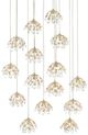 Currey & Company Crystal Bud Round Multi-Drop Silver Pendant Lighting-0
