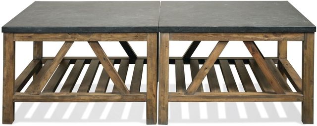Riverside Furniture Weatherford Bluestone Bunching Coffee Table with Reclaimed Natural Pine Base-3