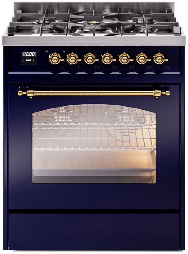 Ilve® Nostalgie II Series 30" Midnight Blue Pro Style Dual Fuel Range-0