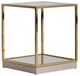 Michael Amini® Savannah Breeze Glass Top End Table with Bright Gold Base-0