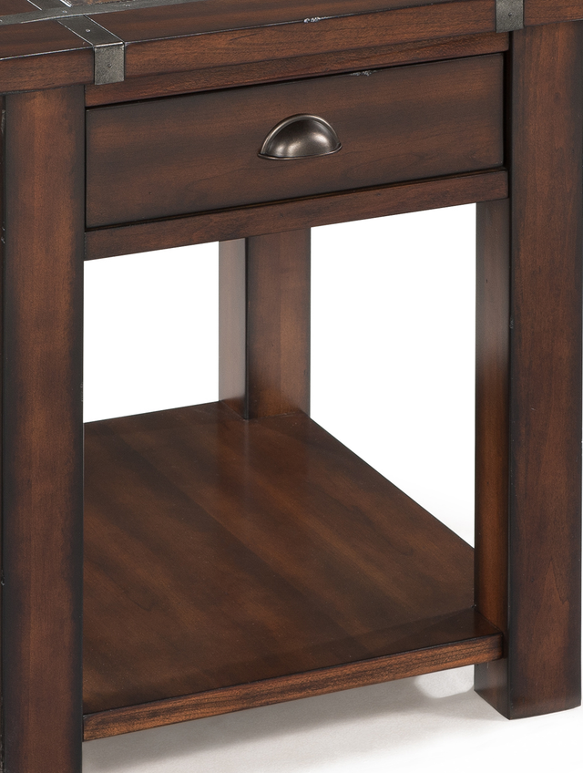 Magnussen Home® Roanoke Cherry Chairside Square End Table with Slate Top -2