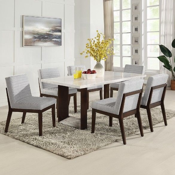 ACME Furniture Edwyn White Dining Table with Brown Base-2
