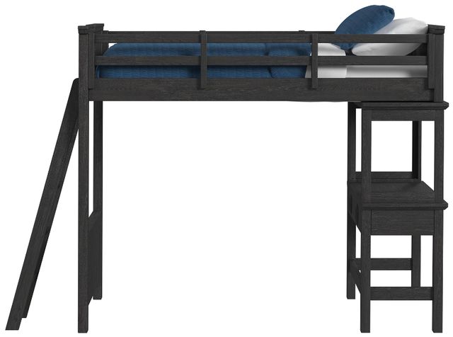 Elements International Hampton Kids Charcoal Youth Twin Loft Bed with Ladder and Desk-1