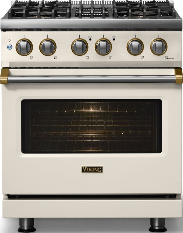 Viking® 5 Series 30" Pure White Pro Style Dual Fuel (LP) Range with Polished Chrome Trim-2
