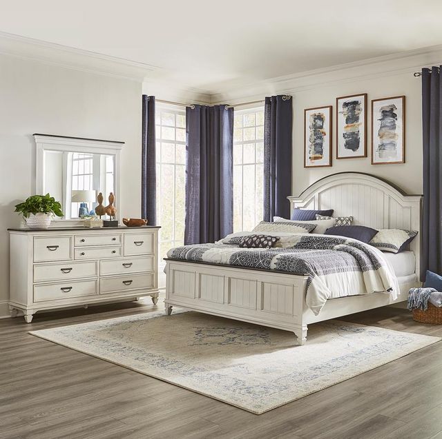 Liberty Furniture Allyson Park Charcoal/Wirebrushed White Arched Panel Bed-3
