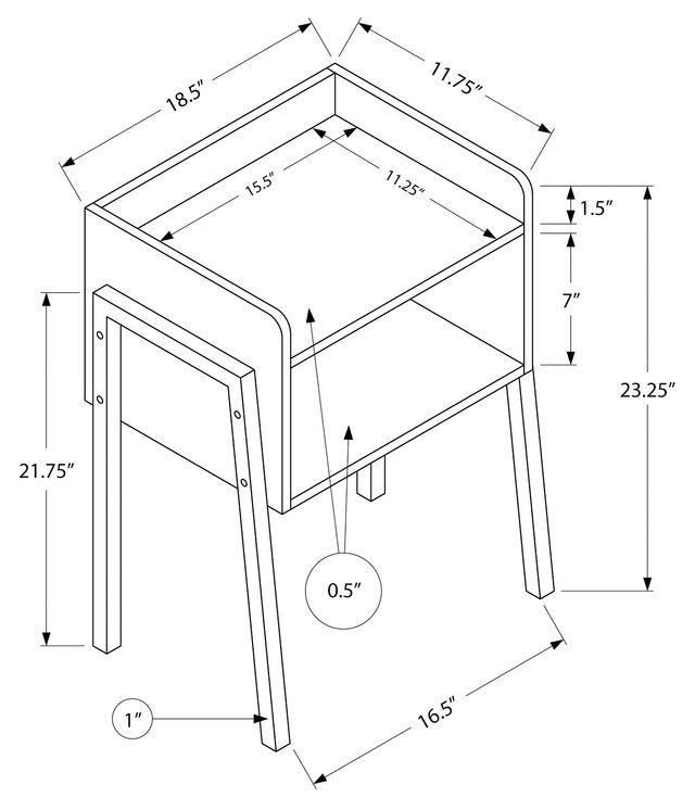 Monarch Specialties Inc. Grey Stone-Look 23"H Black Metal Accent Table-3