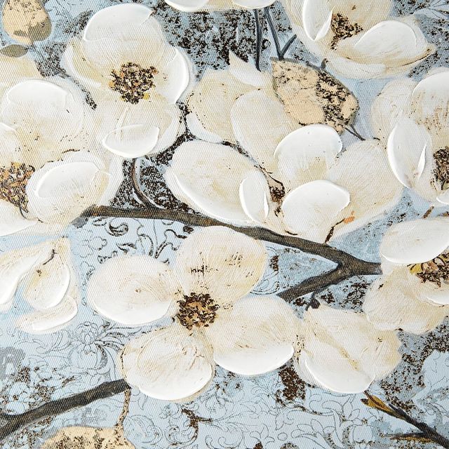 Olliix by Madison Park Luminous Bloom Blue Gold Foil Floral Hand Embellished Canvas Art-1
