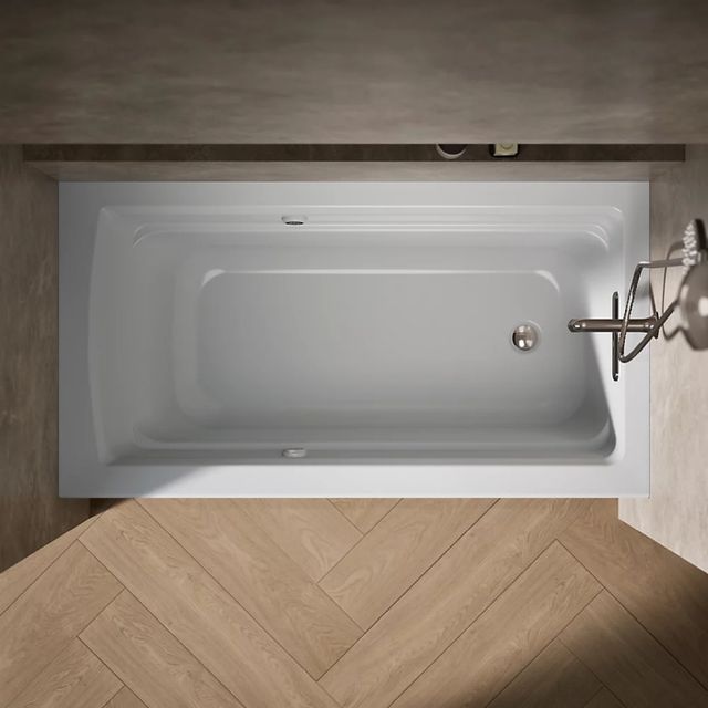 KOHLER® Archer® Ice Grey 60" x 32" Alcove Heated BubbleMassage™ Air Bath with Bask® Heated Surface-1