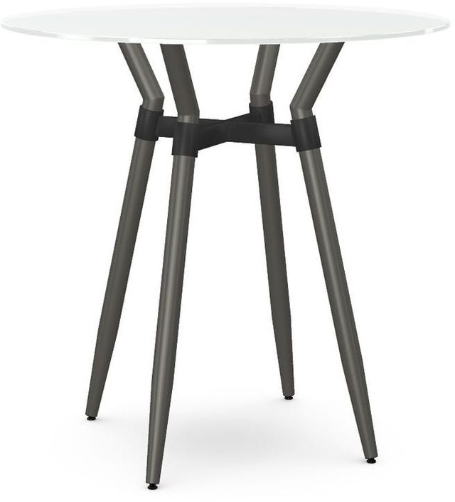 Amisco Customizable Link White Glass 42" Round Bar Table-0