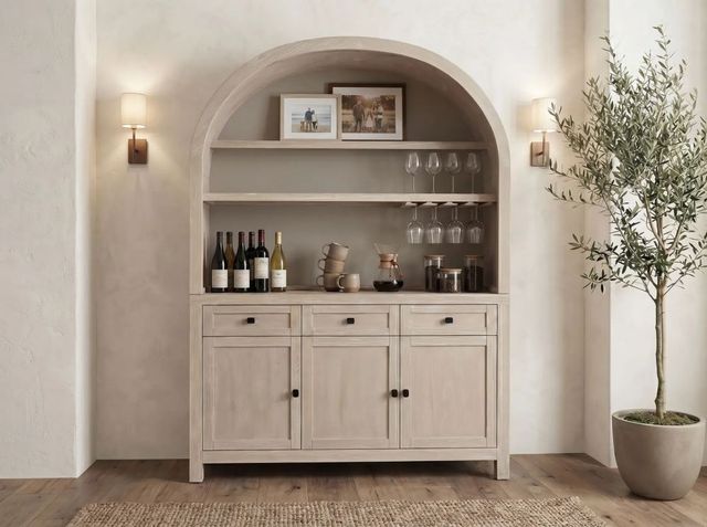 Sunny Designs™ Liz Bergen Oak Wine and Coffee Bar-1