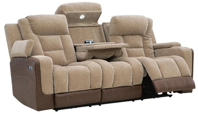Signature Design by Ashley® Mixed Motion Brownstone Power Reclining Sofa with Adjustable Headrest-4