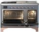 Ilve® Majestic III 48" Blue Gray Pro Style Dual Fuel Liquid Propane Range with 5 Black Brass Burners and Copper Trim-4