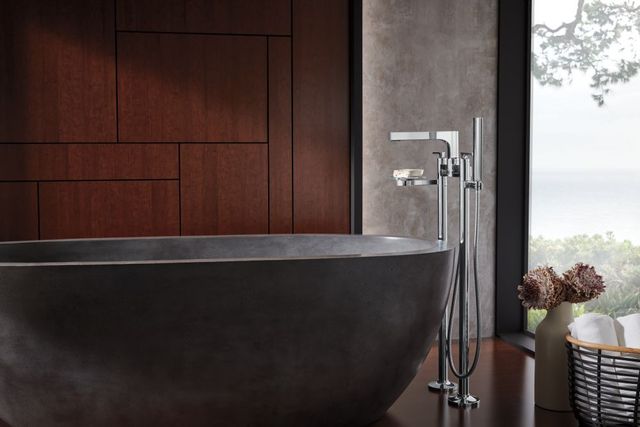 Brizo Kintsu® Polished Chrome Floor Mount Tub Filler Unions-3