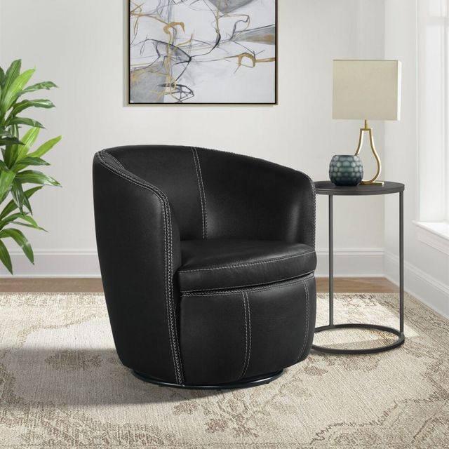 Elements International Vito Pebble Black Swivel Chair-1