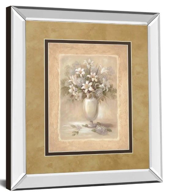 Classy Art White Bounty Il By Vivian Flasch Mirror Framed Wall Art-0