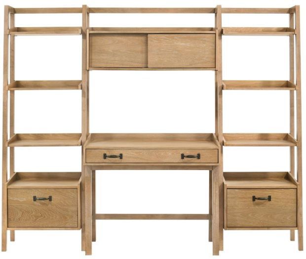 Coaster® Fabian 4-Piece Light Brown Computer Desk and Bookshelf Set-3