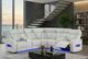 Global Furniture USA U8611 3-Piece Blanched Silver Manual Reclining Curved Sectional with LED-1