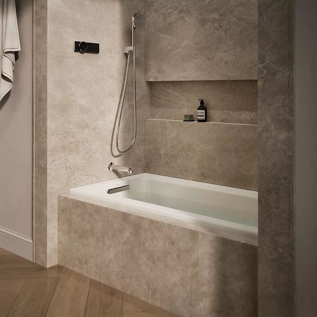 KOHLER® Archer® Biscuit 60" x 30" Alcove Bath with Bask® Heated Surface - Left Drain-2