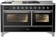 Ilve® Majestic III 60" Glossy Black Pro Style Dual Fuel Natural Gas Range with French Top and Chrome Trim-0