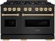 ZLINE Classic Autograph Edition 48" Black Stainless Steel Pro Style Gas Range with Polished Gold Accents-0