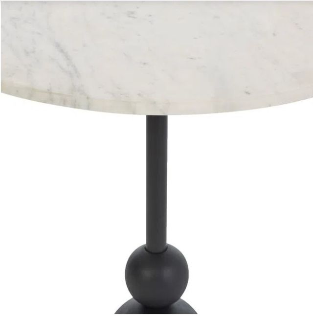 Renwil® Corrine White Marble Top Side Table with Matte Black Base-1