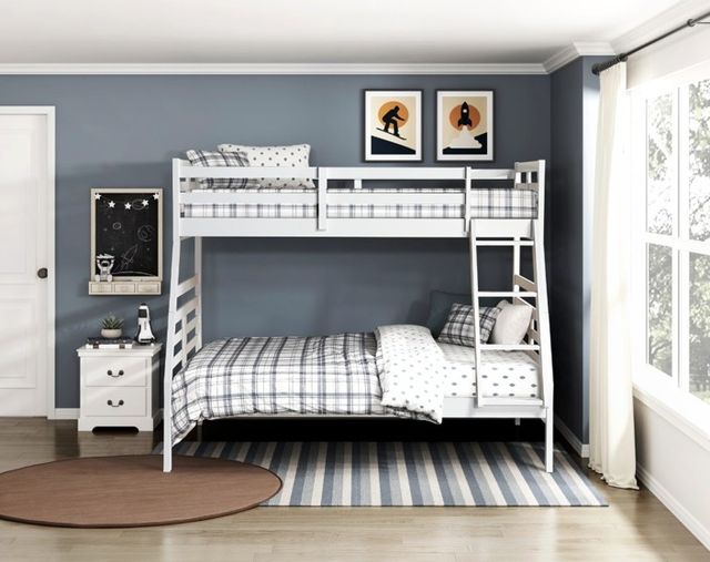 Homelegance® Darden White Twin over Full Youth Bunk Bed-1