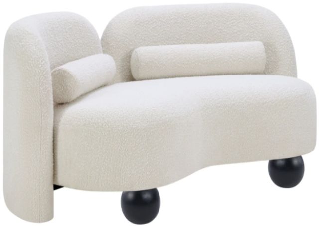 Meridian Furniture Daphne Cream 64" Boucle Fabric Loveseat-0