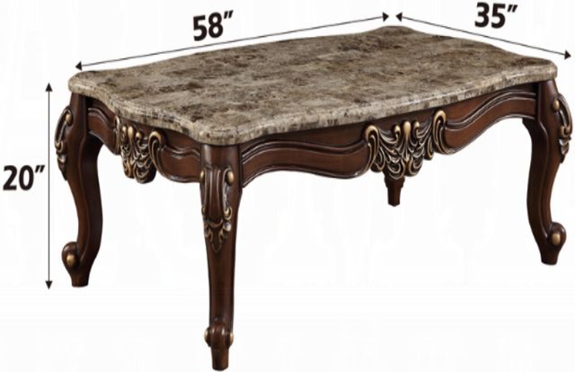 ACME Furniture Mehadi Brown Marble Top Coffee Table with Walnut Base-2