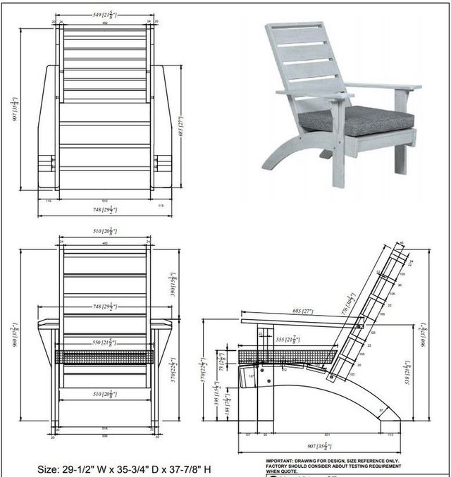 Linon Rockport Gray Fabric/Wooden Outdoor Chair-2