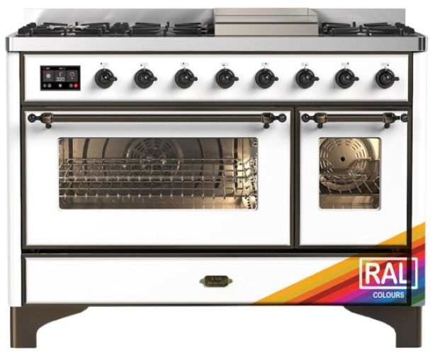 Ilve® Majestic III 48" Custom Pro Style Dual Fuel Liquid Propane Range with Griddle and Burnished Trim-0