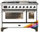 Ilve® Majestic III 48" Custom Pro Style Dual Fuel Liquid Propane Range with Griddle and Burnished Trim-0