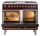 Ilve® Nostalgie II Noblesse 40'' Burgundy Pro Style Dual Fuel Range with Brass Trim-2