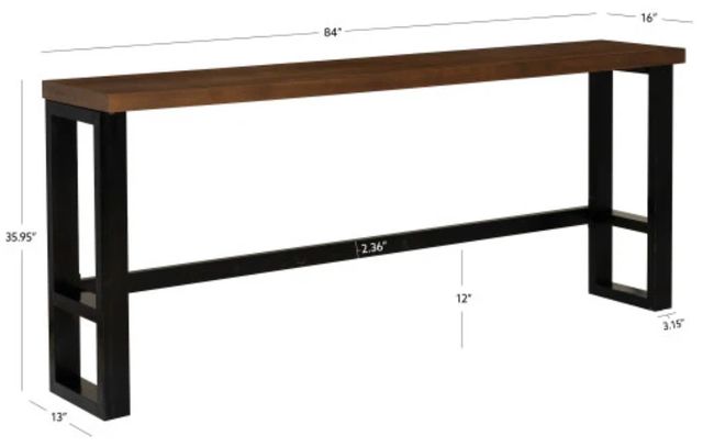Powell® Haywood Brown Sofa Bar Table with Gunmetal Base-2