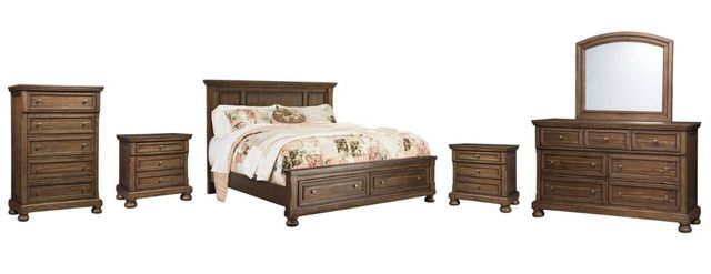 Signature Design by Ashley® Flynnter 6-Piece Medium Brown King Panel Storage Bed Set-0