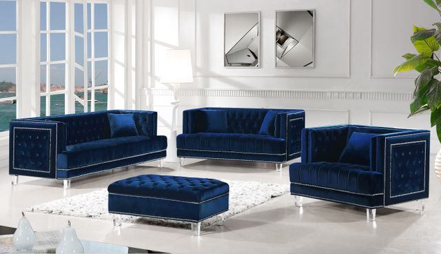Meridian Furniture Lucas Navy Velvet Ottoman-3
