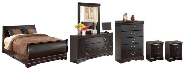 Signature Design by Ashley® Huey Vineyard 6-Piece Black Queen Sleigh Bed Set -0