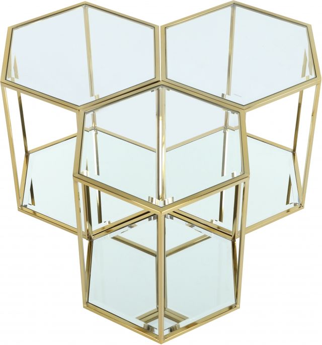 Meridian Furniture Sei 3-Piece Gold Glass Top End Table Set-1