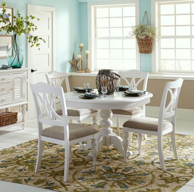 Liberty Furniture Summer House 5-Piece Gray/Oyster White Pedestal Dining Set-1