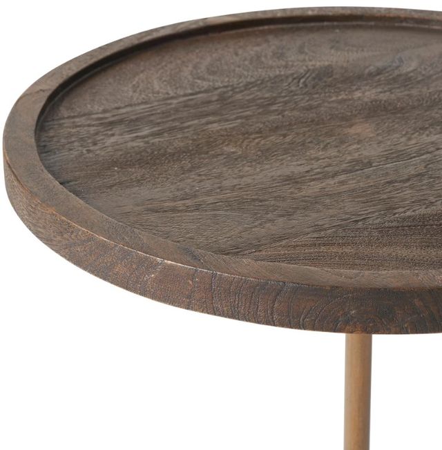 Renwil® Braiden Walnut Accent Table with Antique Brass Frame and Natural Base-2