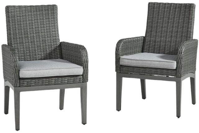 Signature Design by Ashley® Elite Park 2-Piece Gray Outdoor Aluminum/Fabric/Wicker Arm Chair-0
