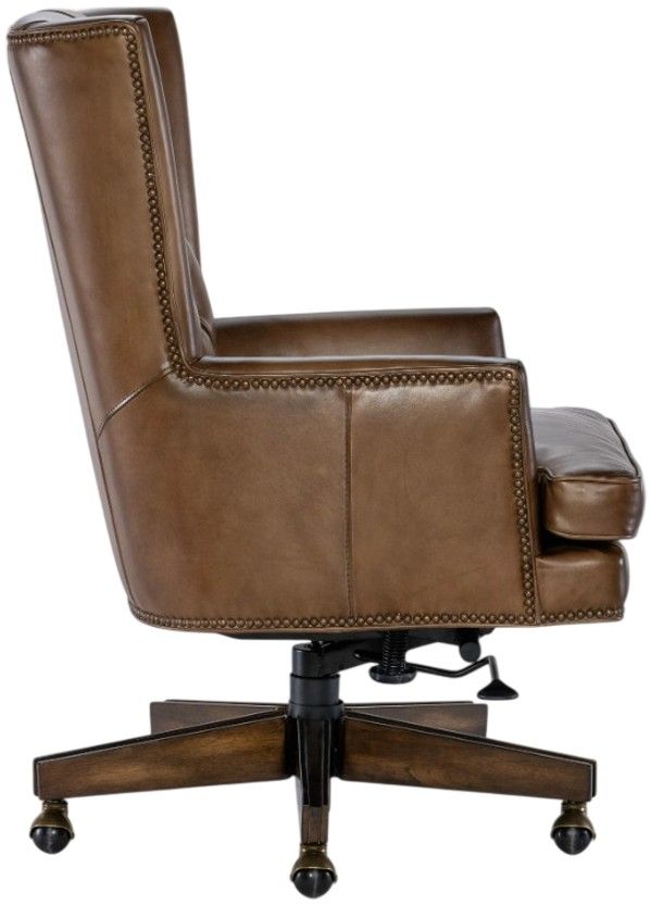 Hooker® Furniture EC Finley Checkmate Pawn Leather Executive Swivel Chair-3
