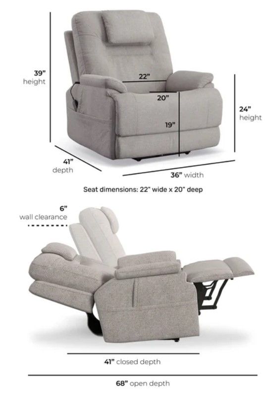 Flexsteel® Zecliner Model 2 Petite Dove Power Sleep Recliner with Power Headrest and Lumbar-2