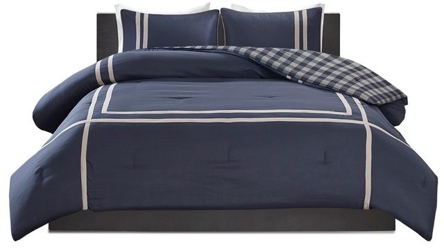 Olliix by Intelligent Design Oxford Navy Twin/Twin XL Reversible Comforter Set-0
