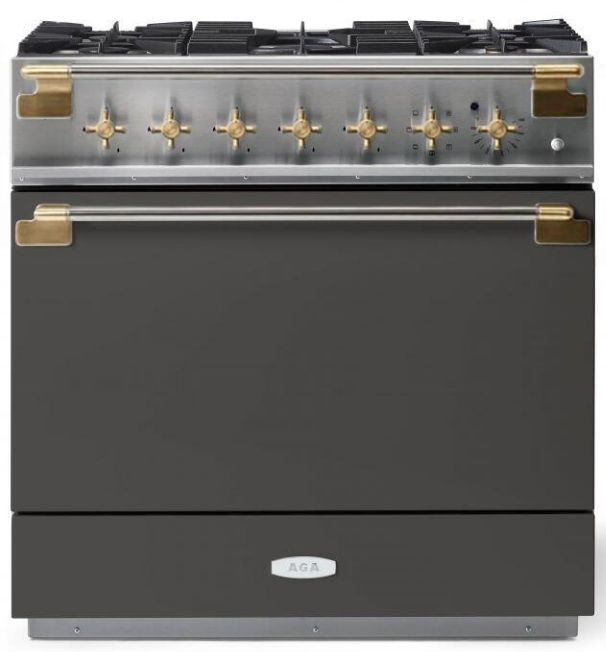 AGA™ Elise Series 36" Stainless Steel Pro Style Dual Fuel Range with Slate Door-0