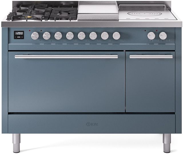 Ilve® Professional Plus II 48" Blue Grey Pro Style Dual Fuel Range-0