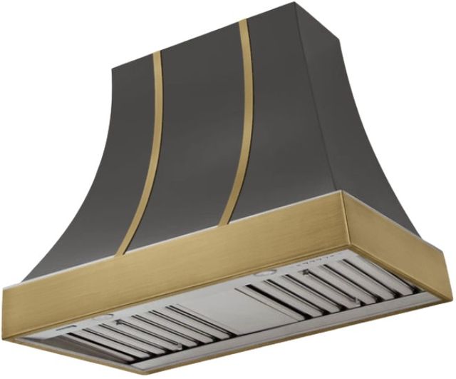 AGA Cascade 36" Slate Wall Mounted Range Hood  with Antique Brass Trim-0