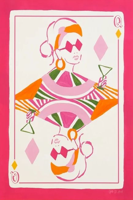 Stylecraft Tamara Day Pink/White Queen of Diamonds Wall Art-1