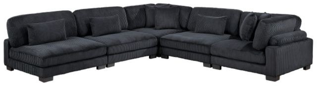 Homelegance® Traverse 5-Piece Black One-Arm Modular Sectional-0