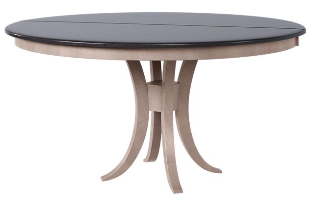 Country View Woodworking Customizable Webster 42" Sap Cherry Top Dining Table with 1-Leaf and Brown Maple Base-0